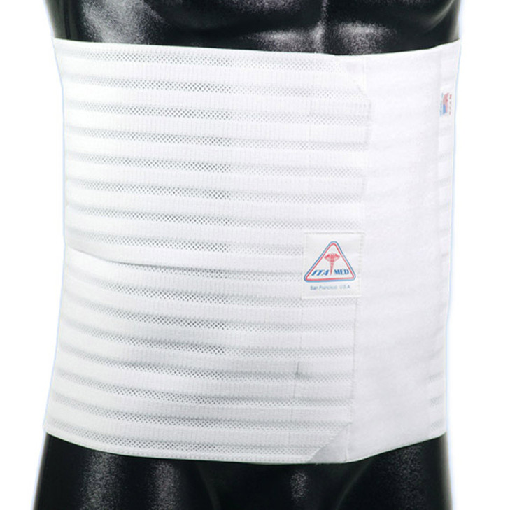 ITA-MED 12" Abdominal Binder for Men, Adjustable & Breathable Post Surgery