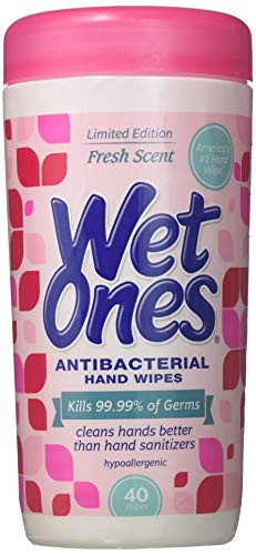 Wet Ones Antibacterial Hand Wipes, Fresh Scent 40 Each (Pack of 12)