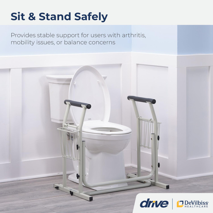 Drive Medical RTL12079 Toilet Safety Frame, Bathroom Grab Bar for Toilets
