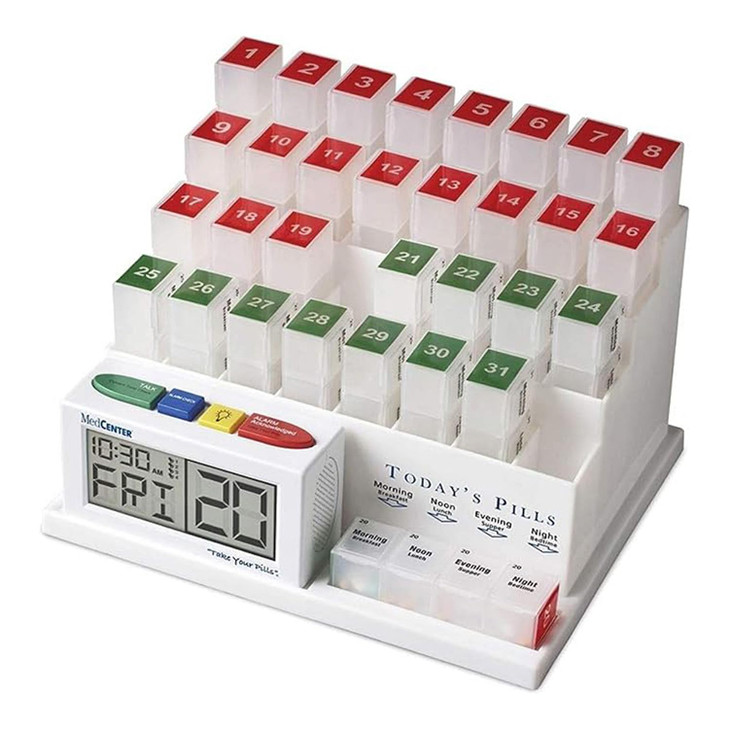 Medcenter Monthly Pill Organizer System 4 Times a Day, 31 Day Pill Organizer Box
