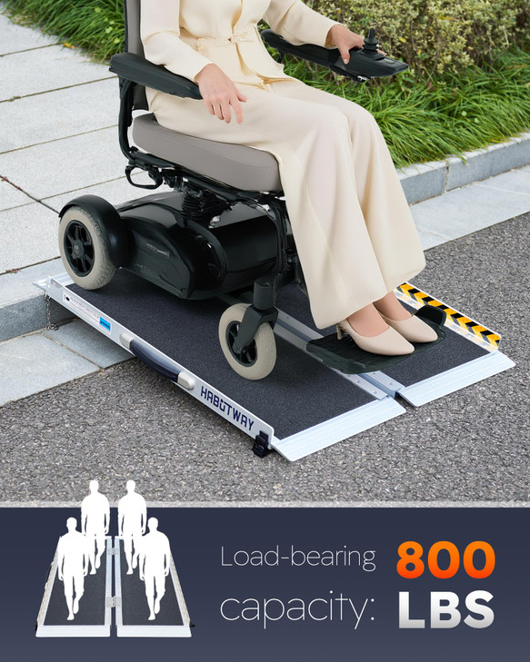 HABUTWAY 3ft Wheelchair Ramps for Home Steps, Portable Wheelchair Ramp Holds up