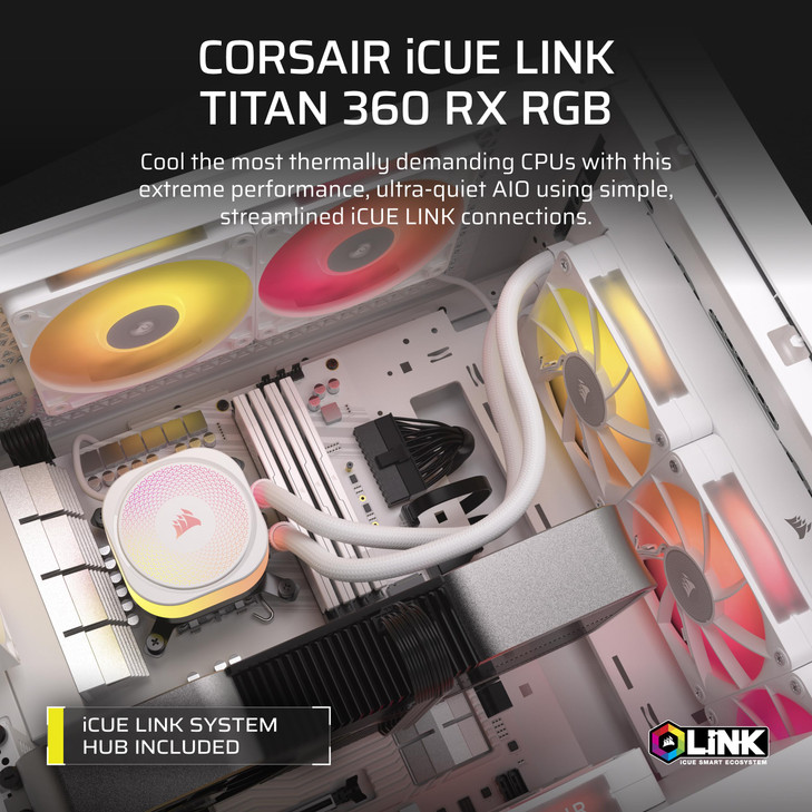 CORSAIR iCUE Link Titan 360 RX RGB Liquid CPU Cooler - 360mm AIO