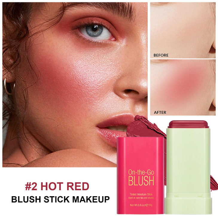 Cream Blush Stick, Monochromatic Blush Beauty Wand for Cheek and Lip Tint with Long Lasting Hydrating Formula, Multi-use Makeup Stick for Blends Perf