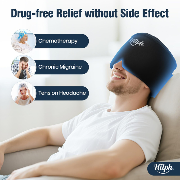 Hilph Migraine Relief Cap, Upgraded Odorless Headache Ice Cap with Top Coverage