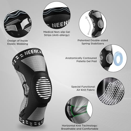 NEENCA Professional Knee Brace, Compression Knee Support with Patella Gel Pad &