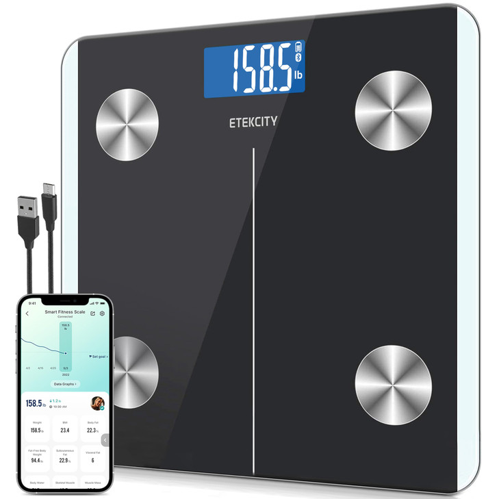 Etekcity Rechargeable Smart Scale for Body Weight, Digital Bathroom Scale