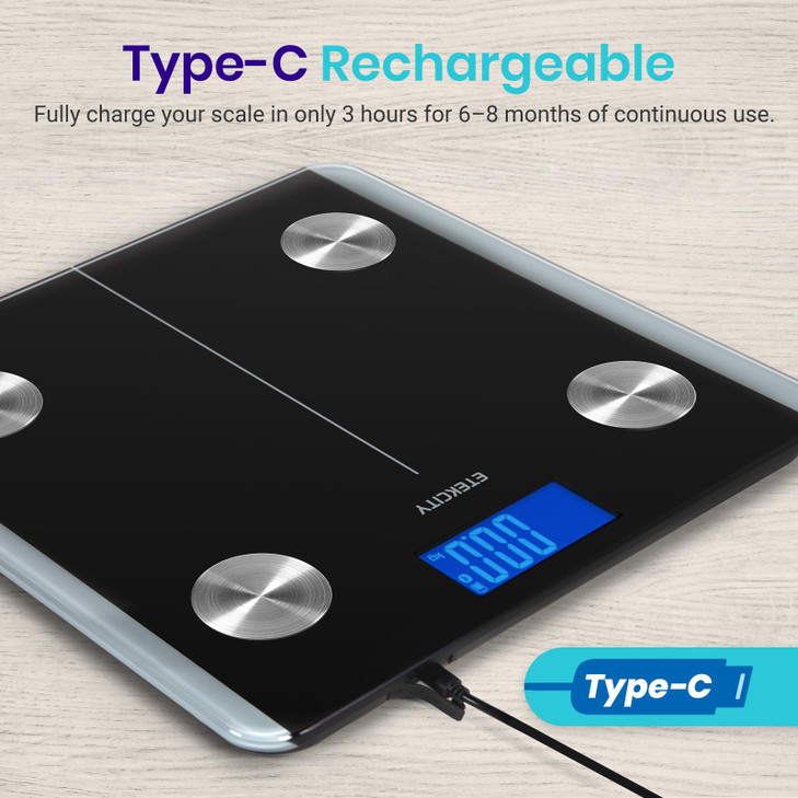 Etekcity Rechargeable Smart Scale for Body Weight, Digital Bathroom Scale