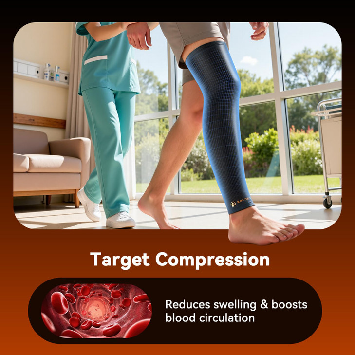 Copper Leg Compression Sleeve for Men & Women [360° Full Compression & Copper