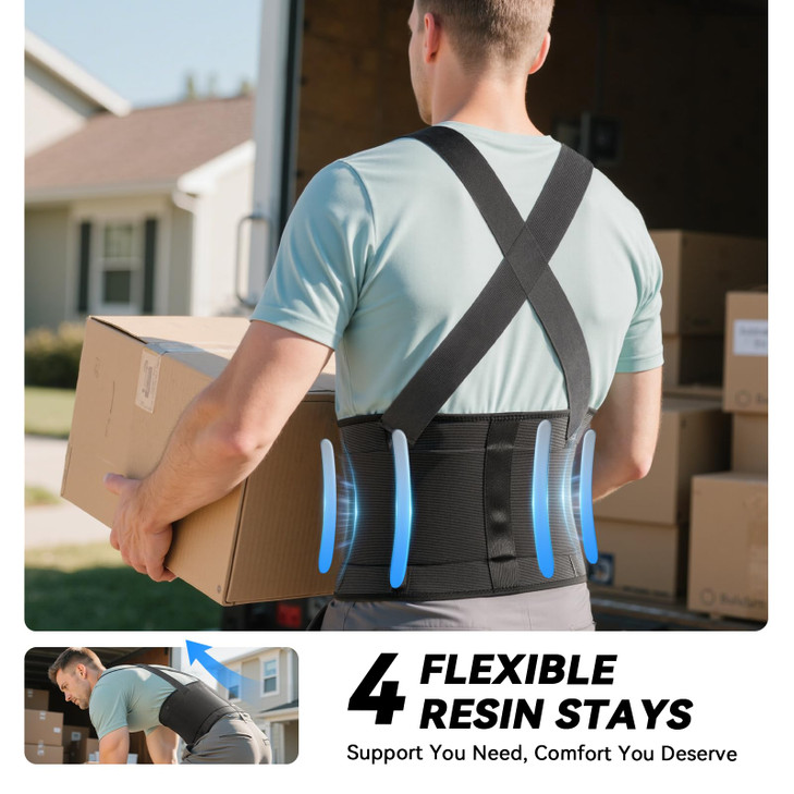 SOLOEVER Work Back Brace for Men & Women, Adjustable Lower Back Support Belt