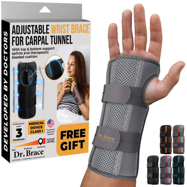 DR. BRACE Adjustable Wrist Brace Night Support for Carpal Tunnel, Doctor