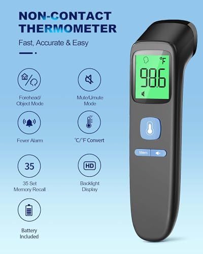 No-Touch Forehead Thermometer for Adults, Infrared Digital Baby Thermometer