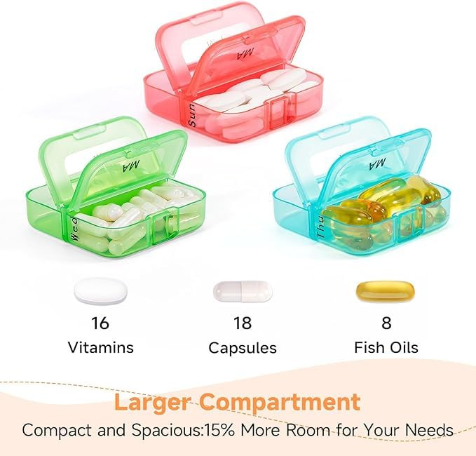 Zoksi Pill Organizer 2 Times a Day, Weekly 7 Day Pill Box, Daily Am Pm Pill