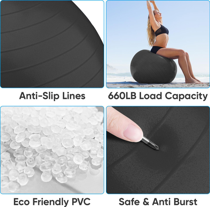 APEXUP Yoga Ball Exercise Ball Anti Slip Heavy Duty for Fitness, Balance & Core