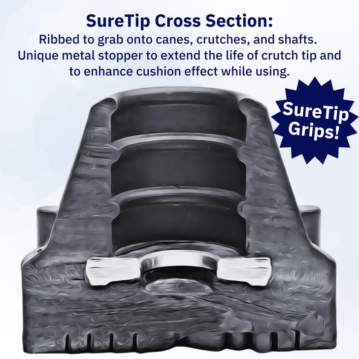 SureTip Black Crutch Tips & Cane Tip (Pair of 2)