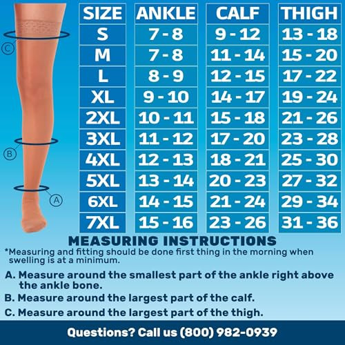 ABSOLUTE SUPPORT Made in USA - Sheer Compression Thigh High for Women 15-20mmHg