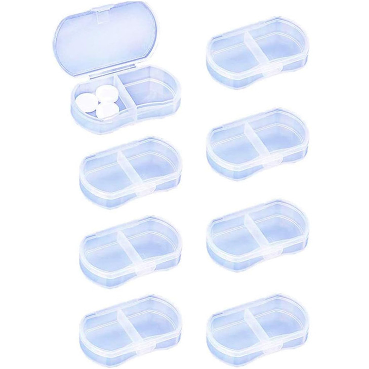 8PCS Pill Case Organizer Pocket Small Pill Holder, Daily AM & PM containers