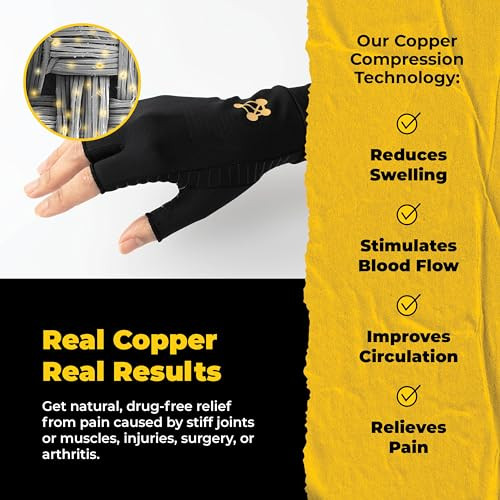 CopperJoint Pair Compression Arthritis Gloves for Women for Pain Relief