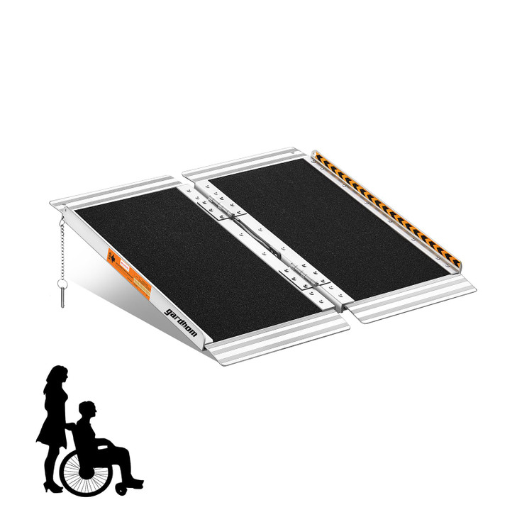 gardhom Portable Wheelchair Ramp 2 Feet, Anti-Slip Aluminum Folding Handicap
