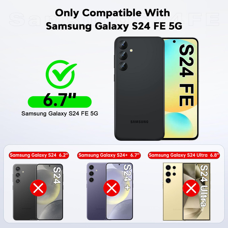 LeYi Samsung S24 FE Case with 2Pcs Tempered Glass Screen Protector, Liquid Silicone Slim & Anti-Scratch Cellphone Funda para Case for Galaxy S24FE, G