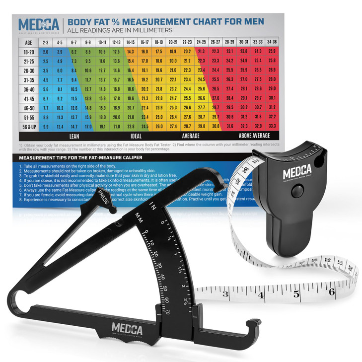 MEDca Body Fat Caliper and Measuring Tape for Body
