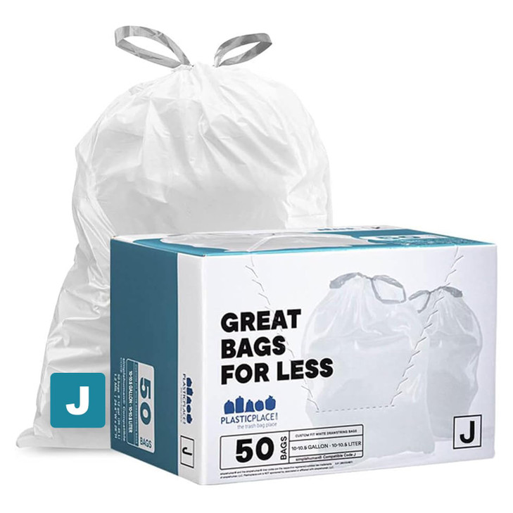 Plasticplace Custom Fit Trash Bags Compatible with Simplehuman Code J 50 Count
