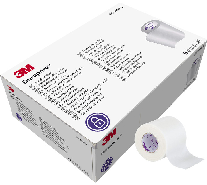 3M Durapore Surgical Tape 1538-2, 2 inch x 10 yard (5cm x 9,1m), 6 Rolls/Box