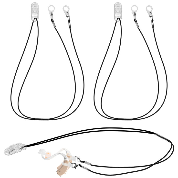 Flutesan 3 Pack Hearing Aid Anti Lost Clips with Lanyard, Secure Retention Cord