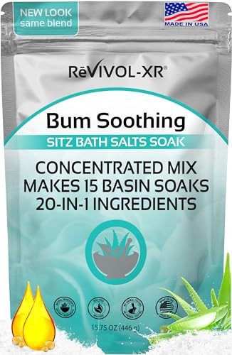 Sitz Bath for Hemorrhoids Soothing 20-in-1 Salts Mix + E Oils, 15 Soaks