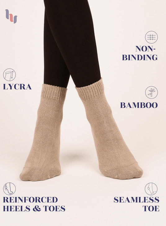 Hugh Ugoli Diabetic Socks for Women, Super Soft & Thin Ankle Socks, Wide &