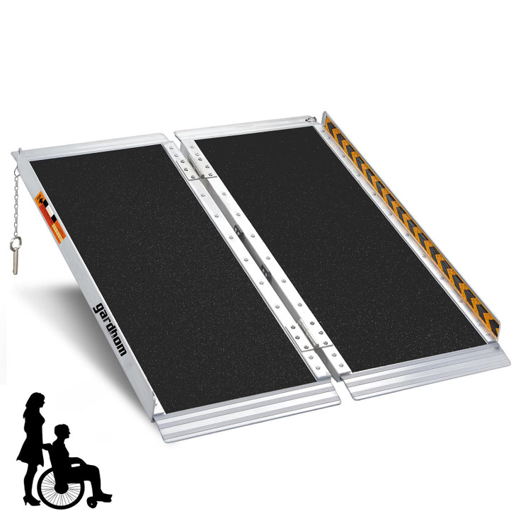 Portable Wheelchair Ramp 3FT, gardhom Non Skid Aluminum Folding Wheelchair Ramp