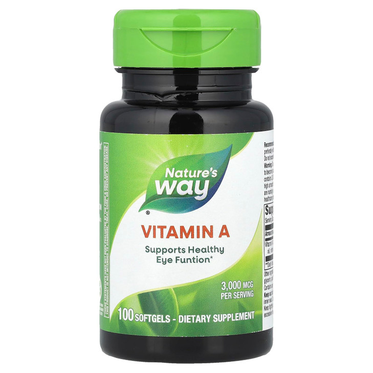 Nature's Way Vitamin A, High Potency, Supports Healthy Eye Function*, 3,000 mcg per Serving, 100 Softgels (Packaging May Vary)
