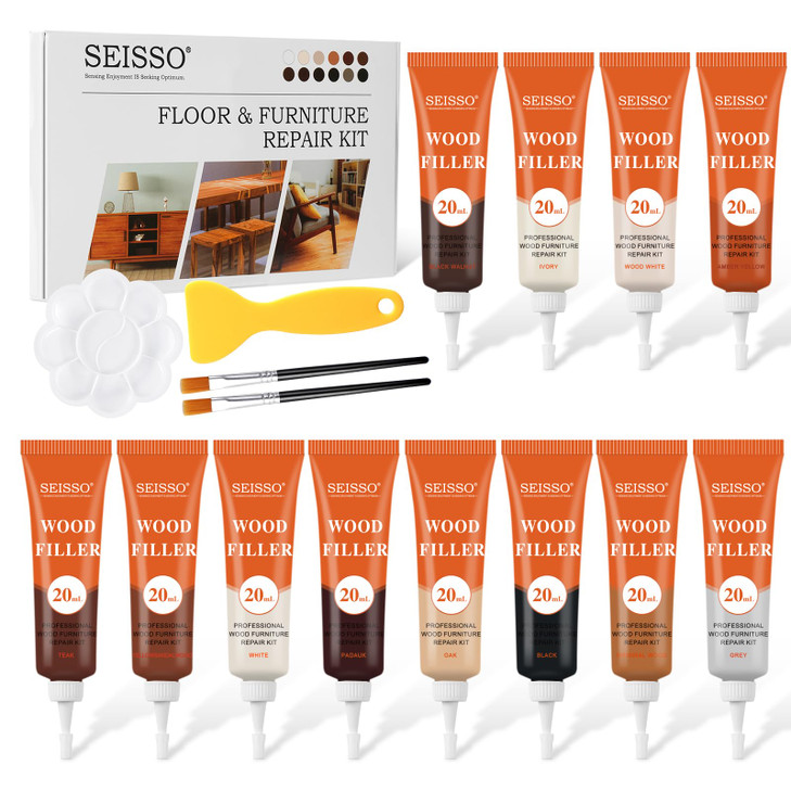 SEISSO 12 Colors Furniture Wood Floor Repair Kit, Furniture Touch Up Kit Cover