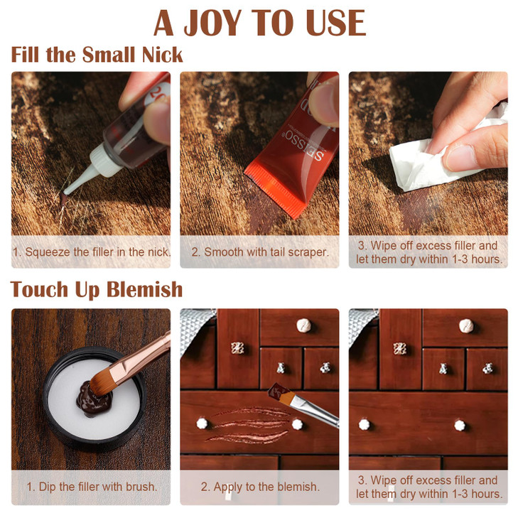 SEISSO 12 Colors Furniture Wood Floor Repair Kit, Furniture Touch Up Kit Cover
