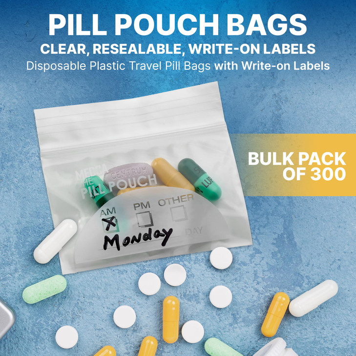 Pill Pouch Bags - (Pack of 300) 3" x 2.75"
