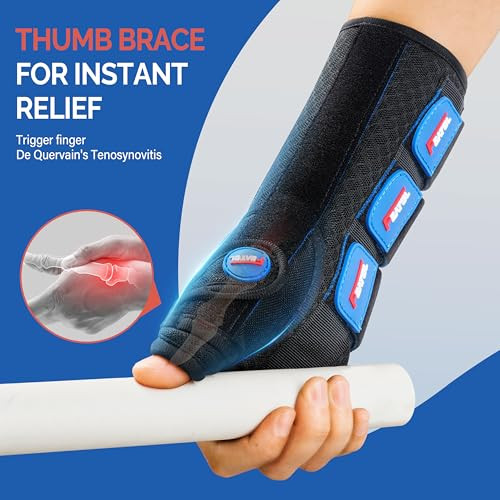 FEATOL Carpal Tunnel Wrist Brace Night Support, Thumb Spica Splint Right Hand