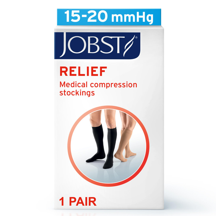 JOBST Relief Knee High Graduated Compression Socks, 15-20 mmHg
