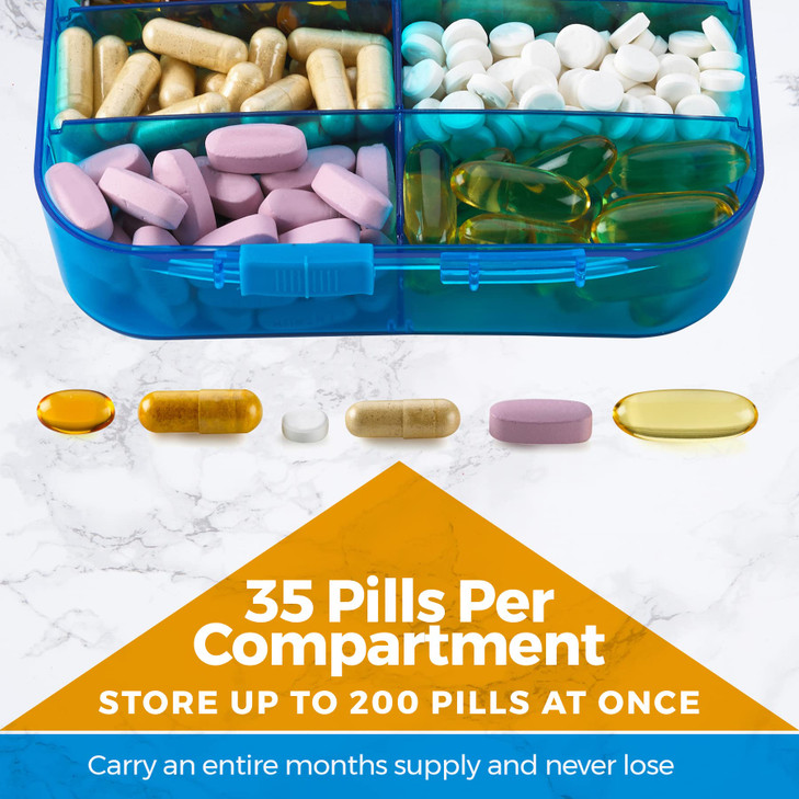 Vitamin Organizer - Travel Pill Organizer Box &