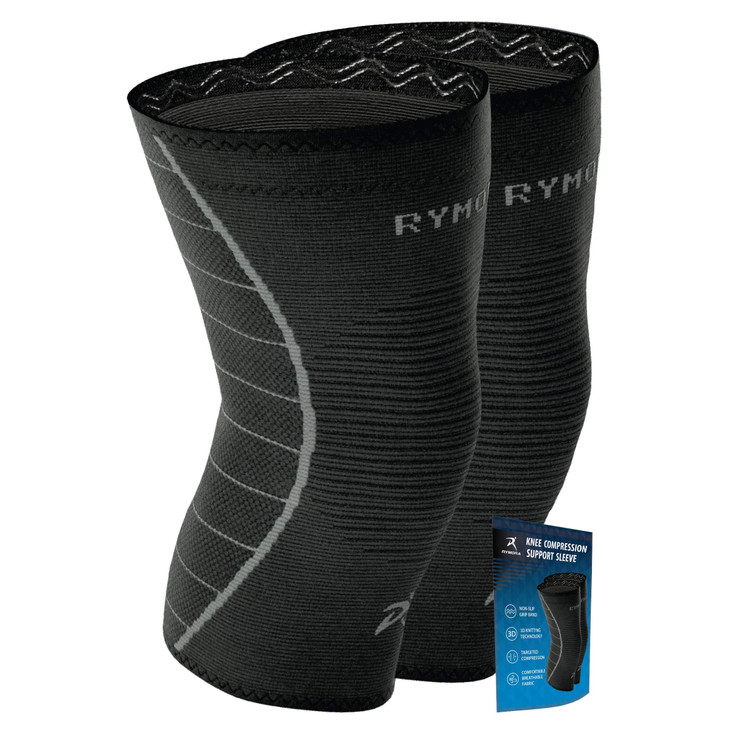 Knee Support Brace Compression Sleeves for Men and Women (Black) (Pair) (Medium)