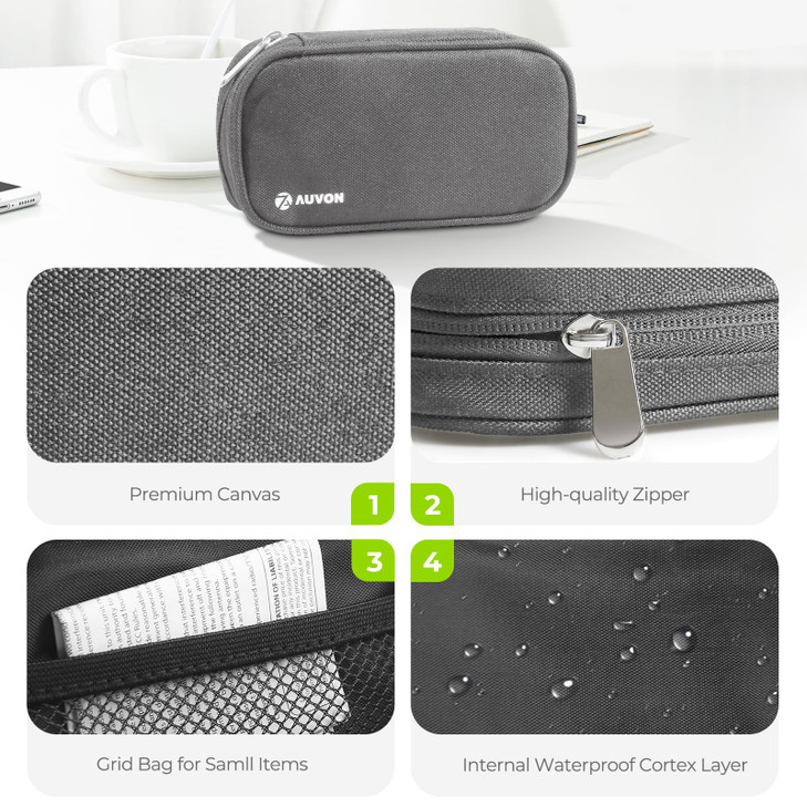 AUVON Canvas Bag Travel Pill Organizer 2 Times a Day, Large AM/PM Weekly Pill