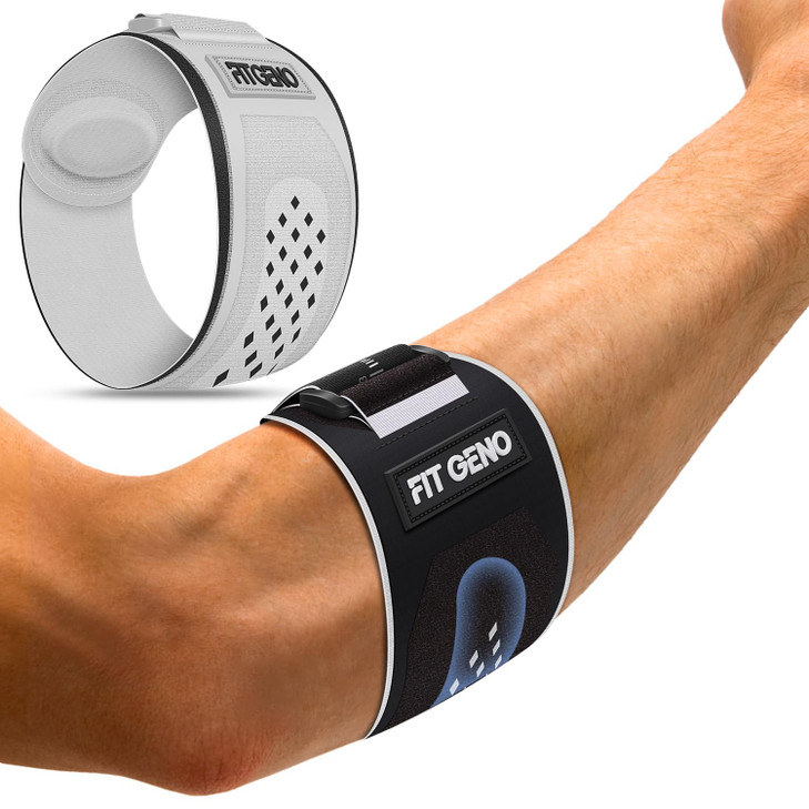Fit Geno Elbow Brace for Tennis & Golfer's Elbow: Adjustable Elbow Strap