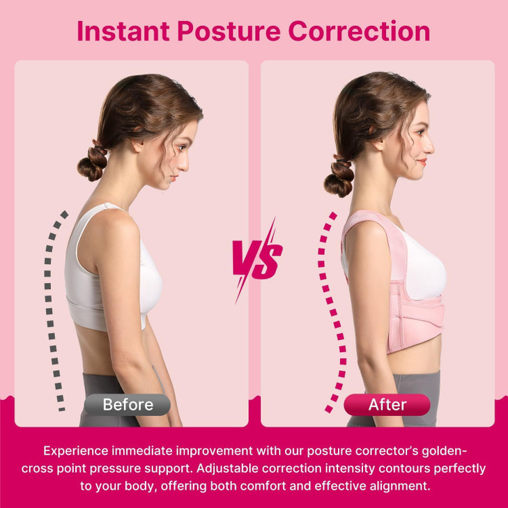 Fit Geno Posture Corrector for Women: Adjustable Lightweight Upper Back Brace
