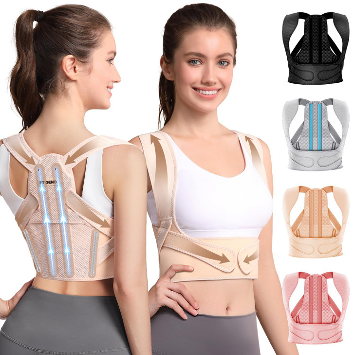 Fit Geno Posture Corrector for Women: Adjustable Lightweight Upper Back Brace