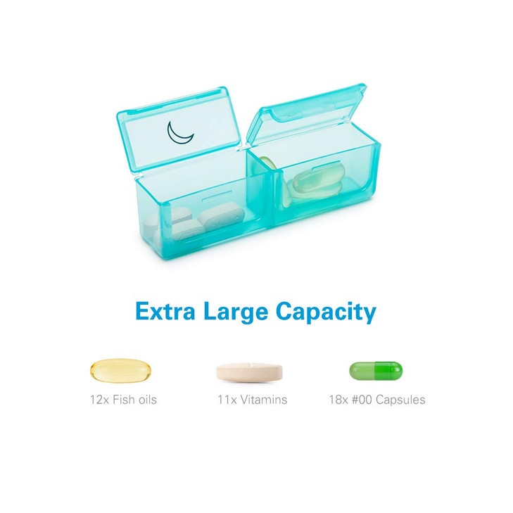 BUG HULL Pill Organizer 2 Times a Day, Large Weekly Pill Box AM PM, 7 Day Pill