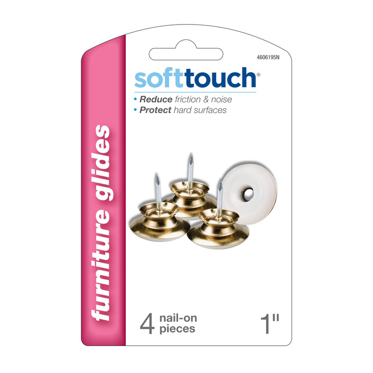 SoftTouch Nail-On Swivel Glides  1" Brass Furniture Leg Floor Protectors for Hardwood, Tile, Laminate & Carpet  Scratch-Resistant, Noise-Reducing,