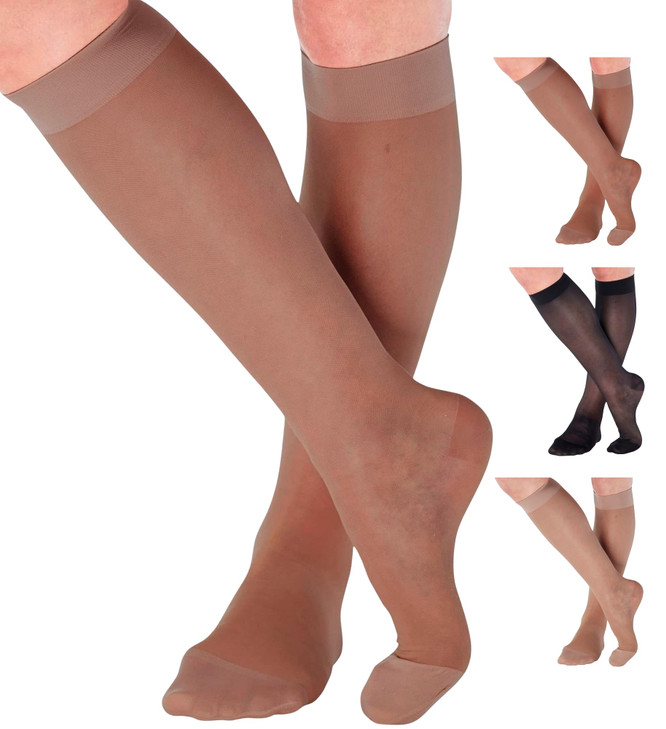 ABSOLUTE SUPPORT Made in USA - Sheer Compression Socks for Women 20-30mmHg