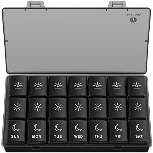BUG HULL Weekly Pill Organizer 3X a Day, Daily 7 Day Pill Box 3 Times a Day