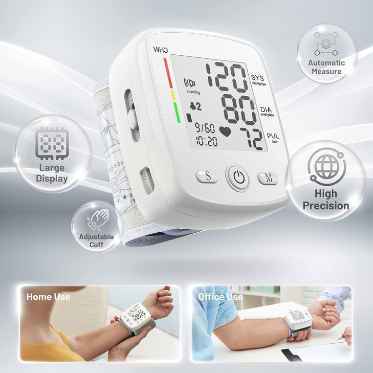 Blood Pressure Monitor Digital Wrist BP Machine Automatic BP Cuff with 2 Users