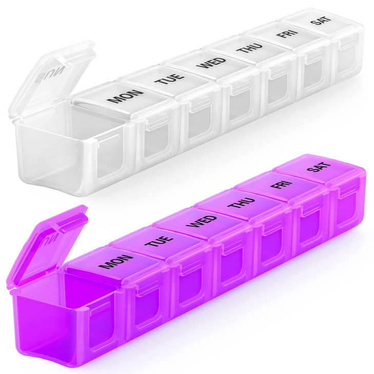 BUG HULL Weekly Pill Organizer Large 2 Packs, Extra Large Travel Pill