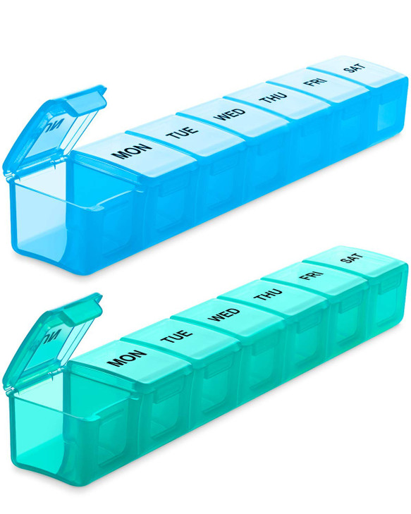 BUG HULL Weekly Pill Organizer Large 2 Packs, Extra Large Travel Pill