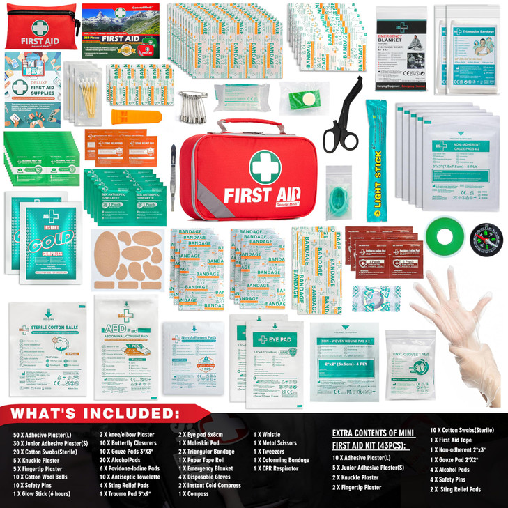 General Medi 2-in-1 First Aid Kit (215 Piece Set) + 43 Piece Mini First Aid Kit